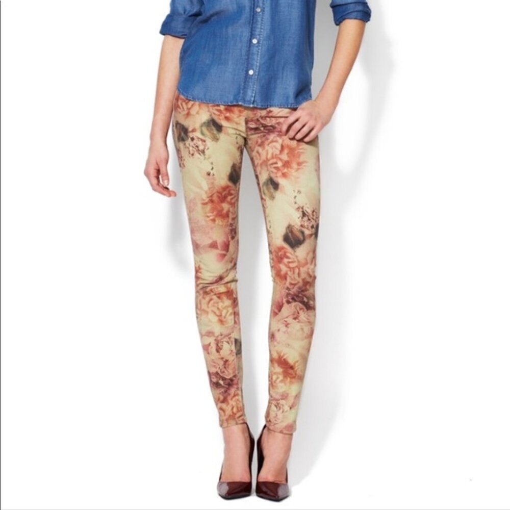 Etienne Marcel Semi Distressed Floral Print Skinny Jeans Size 25
